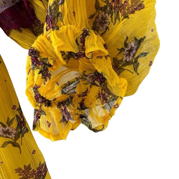 Sundance Small Floral Dreams Blouse Top Boho Yellow Gold Tassels Womens - Picture 9 of 15